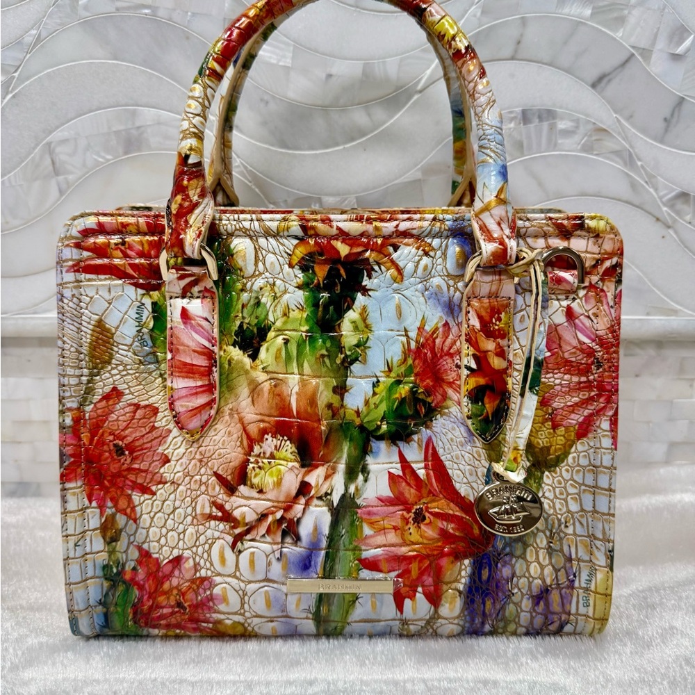 NWT Brahmin Cami Succulent Bloom Melbourne leather satchel